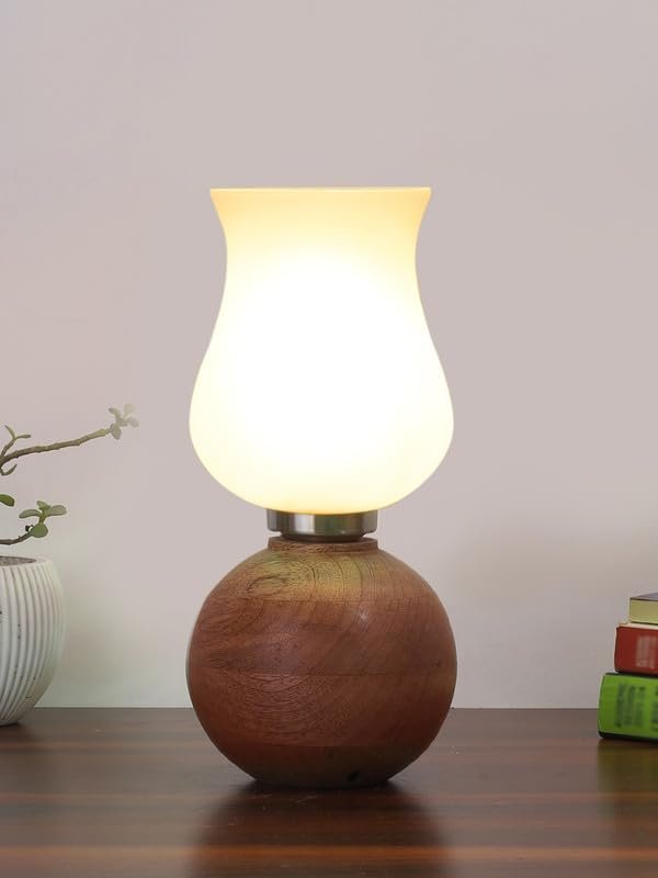 Multicolor Table Lamp | Artistic Mosaic Glass with Sturdy Wood Base | Decorative Ambient Light for Home D�cor | Perfect Blend of Modern & Traditional Style - Model DJF17