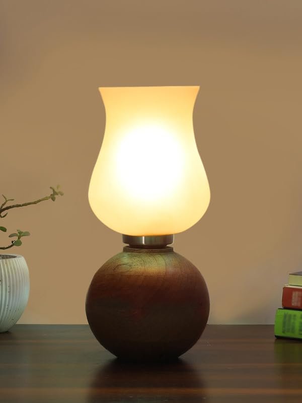 Multicolor Table Lamp | Artistic Mosaic Glass with Sturdy Wood Base | Decorative Ambient Light for Home D�cor | Perfect Blend of Modern & Traditional Style - Model DJF17
