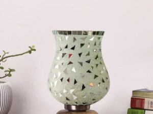 Multicolor Table Lamp | Artistic Mosaic Glass with Sturdy Wood Base | Decorative Ambient Light for Home D�cor | Perfect Blend of Modern & Traditional Style - Model DJJ03