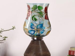 Multicolor Table Lamp | Artistic Mosaic Glass with Sturdy Wood Base | Decorative Ambient Light for Home D�cor | Perfect Blend of Modern & Traditional Style - Model DJK09