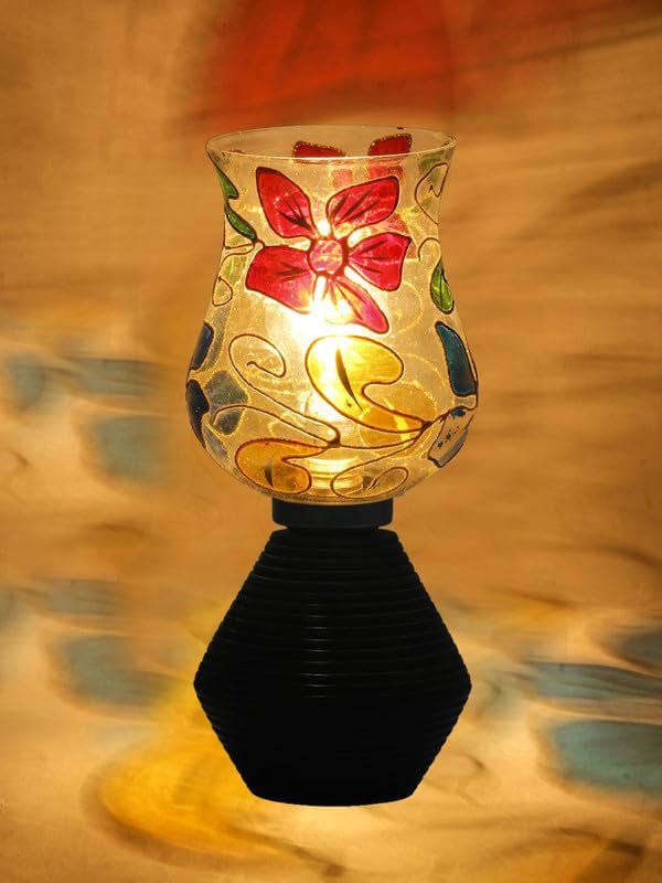 Multicolor Table Lamp | Artistic Mosaic Glass with Sturdy Wood Base | Decorative Ambient Light for Home D�cor | Perfect Blend of Modern & Traditional Style - Model DJK09