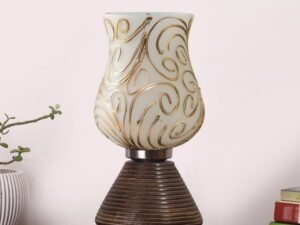 Multicolor Table Lamp | Artistic Mosaic Glass with Sturdy Wood Base | Decorative Ambient Light for Home D�cor | Perfect Blend of Modern & Traditional Style - Model DJK10