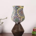 Multicolor Table Lamp | Artistic Mosaic Glass with Sturdy Wood Base | Decorative Ambient Light for Home D�cor | Perfect Blend of Modern & Traditional Style – Model DJK12