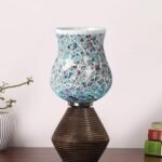 Multicolor Table Lamp | Artistic Mosaic Glass with Sturdy Wood Base | Decorative Ambient Light for Home D�cor | Perfect Blend of Modern & Traditional Style – Model DJK16