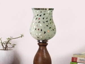 Multicolor Table Lamp | Artistic Mosaic Glass with Sturdy Wood Base | Decorative Ambient Light for Home D�cor | Perfect Blend of Modern & Traditional Style - Model DJM03