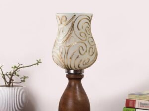 Multicolor Table Lamp | Artistic Mosaic Glass with Sturdy Wood Base | Decorative Ambient Light for Home D�cor | Perfect Blend of Modern & Traditional Style - Model DJM10