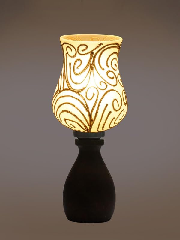 Multicolor Table Lamp | Artistic Mosaic Glass with Sturdy Wood Base | Decorative Ambient Light for Home D�cor | Perfect Blend of Modern & Traditional Style - Model DJM10