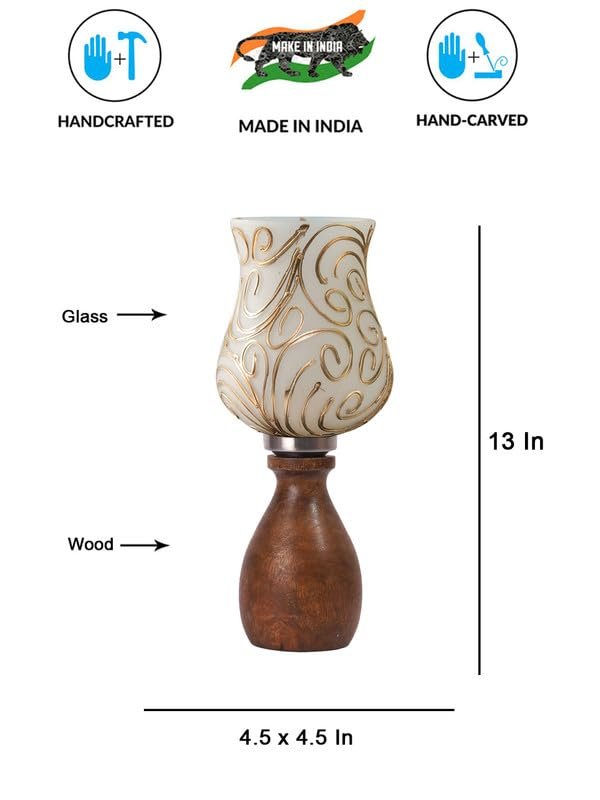 Multicolor Table Lamp | Artistic Mosaic Glass with Sturdy Wood Base | Decorative Ambient Light for Home D�cor | Perfect Blend of Modern & Traditional Style - Model DJM10