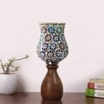 Multicolor Table Lamp | Artistic Mosaic Glass with Sturdy Wood Base | Decorative Ambient Light for Home D�cor | Perfect Blend of Modern & Traditional Style – Model DJM11