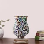 Multicolor Table Lamp | Artistic Mosaic Glass with Sturdy Wood Base | Decorative Ambient Light for Home D�cor | Perfect Blend of Modern & Traditional Style – Model DJP11