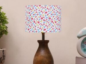 Multicolor Cotton Table lamp with Wood Natural Base (7x13 inches)-16