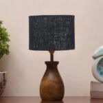 Black Jute Table lamp with Wood Natural Base (7×13 inches)-18