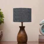 Grey Jute Table lamp with Wood Natural Base (7×13 inches)-20