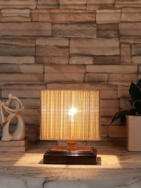 Multicolor Table Lamp | Artistic Mosaic Glass with Sturdy Wood Base | Decorative Ambient Light for Home D�cor | Perfect Blend of Modern & Traditional Style - Model DKK65