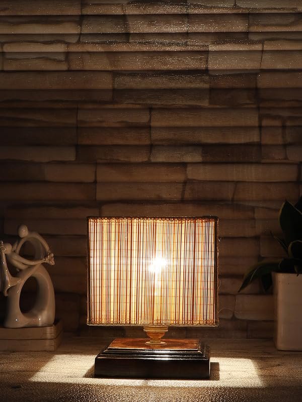 Multicolor Table Lamp | Artistic Mosaic Glass with Sturdy Wood Base | Decorative Ambient Light for Home D�cor | Perfect Blend of Modern & Traditional Style - Model DKK65