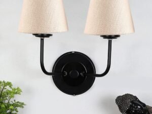 Dual Iron Wall Lamp, Wall Decor, Wall Hanging Wood Light lamp,Vintage Wall Lamps, Industrial Wall Lights Decorative Home, Living Room, Indoor Outdoor Lighting- Jute Shade-(White)