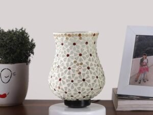 Multicolor Table Lamp | Artistic Mosaic Glass with Sturdy Wood Base | Decorative Ambient Light for Home D�cor | Perfect Blend of Modern & Traditional Style - Model DNM111
