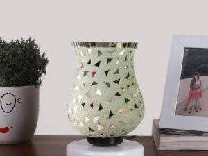 Multicolor Table Lamp | Artistic Mosaic Glass with Sturdy Wood Base | Decorative Ambient Light for Home D�cor | Perfect Blend of Modern & Traditional Style - Model DNM113