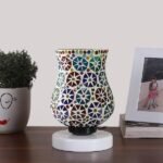 Multicolor Table Lamp | Artistic Mosaic Glass with Sturdy Wood Base | Decorative Ambient Light for Home D�cor | Perfect Blend of Modern & Traditional Style – Model DNM120