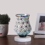 Multicolor Table Lamp | Artistic Mosaic Glass with Sturdy Wood Base | Decorative Ambient Light for Home D�cor | Perfect Blend of Modern & Traditional Style – Model DNM123