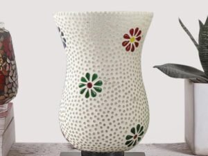 Multicolor Table Lamp | Artistic Mosaic Glass with Sturdy Wood Base | Decorative Ambient Light for Home D�cor | Perfect Blend of Modern & Traditional Style - Model DNM12
