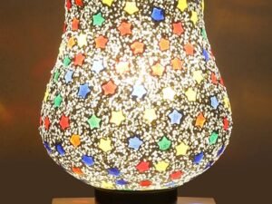 Multicolor Table Lamp | Artistic Mosaic Glass with Sturdy Wood Base | Decorative Ambient Light for Home D�cor | Perfect Blend of Modern & Traditional Style - Model DNM130