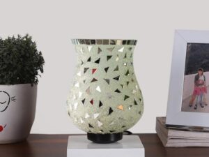 Multicolor Table Lamp | Artistic Mosaic Glass with Sturdy Wood Base | Decorative Ambient Light for Home D�cor | Perfect Blend of Modern & Traditional Style - Model DNM135