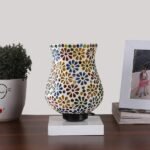 Multicolor Table Lamp | Artistic Mosaic Glass with Sturdy Wood Base | Decorative Ambient Light for Home D�cor | Perfect Blend of Modern & Traditional Style – Model DNM136