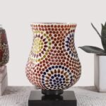 Multicolor Table Lamp | Artistic Mosaic Glass with Sturdy Wood Base | Decorative Ambient Light for Home D�cor | Perfect Blend of Modern & Traditional Style – Model DNM13