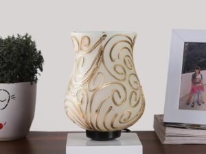 Multicolor Table Lamp | Artistic Mosaic Glass with Sturdy Wood Base | Decorative Ambient Light for Home D�cor | Perfect Blend of Modern & Traditional Style - Model DNM141