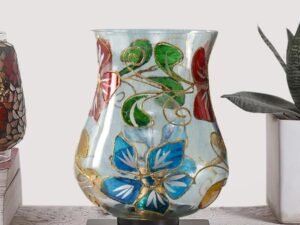 Multicolor Table Lamp | Artistic Mosaic Glass with Sturdy Wood Base | Decorative Ambient Light for Home D�cor | Perfect Blend of Modern & Traditional Style - Model DNM14