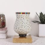 Multicolor Table Lamp | Artistic Mosaic Glass with Sturdy Wood Base | Decorative Ambient Light for Home D�cor | Perfect Blend of Modern & Traditional Style – Model DNM46