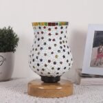 Multicolor Table Lamp | Artistic Mosaic Glass with Sturdy Wood Base | Decorative Ambient Light for Home D�cor | Perfect Blend of Modern & Traditional Style – Model DNM64