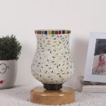 Multicolor Table Lamp | Artistic Mosaic Glass with Sturdy Wood Base | Decorative Ambient Light for Home D�cor | Perfect Blend of Modern & Traditional Style – Model DNM65