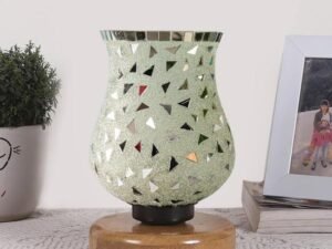 Multicolor Table Lamp | Artistic Mosaic Glass with Sturdy Wood Base | Decorative Ambient Light for Home D�cor | Perfect Blend of Modern & Traditional Style - Model DNM71