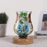 Multicolor Table Lamp | Artistic Mosaic Glass with Sturdy Wood Base | Decorative Ambient Light for Home D�cor | Perfect Blend of Modern & Traditional Style – Model DNM76