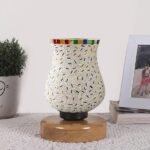 Multicolor Table Lamp | Artistic Mosaic Glass with Sturdy Wood Base | Decorative Ambient Light for Home D�cor | Perfect Blend of Modern & Traditional Style – Model DNM80