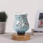 Multicolor Table Lamp | Artistic Mosaic Glass with Sturdy Wood Base | Decorative Ambient Light for Home D�cor | Perfect Blend of Modern & Traditional Style – Model DNM82