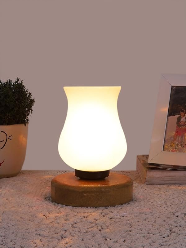Multicolor Table Lamp | Artistic Mosaic Glass with Sturdy Wood Base | Decorative Ambient Light for Home D�cor | Perfect Blend of Modern & Traditional Style - Model DNM84