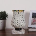 Multicolor Table Lamp | Artistic Mosaic Glass with Sturdy Wood Base | Decorative Ambient Light for Home D�cor | Perfect Blend of Modern & Traditional Style – Model DNM89