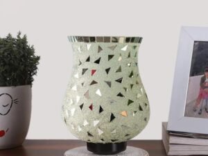 Multicolor Table Lamp | Artistic Mosaic Glass with Sturdy Wood Base | Decorative Ambient Light for Home D�cor | Perfect Blend of Modern & Traditional Style - Model DNM93