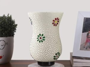 Multicolor Table Lamp | Artistic Mosaic Glass with Sturdy Wood Base | Decorative Ambient Light for Home D�cor | Perfect Blend of Modern & Traditional Style - Model DNM96