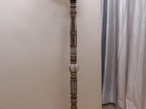 Beige Jute Drum Wooden Floor Lamp -8-(12x56.7inches)