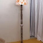 Printed Cotton Drum Wooden Floor Lamp -14 (12×56.7inches)