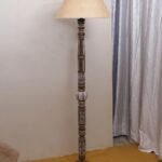 Beige Jute Conical Wooden Floor Lamp -27-(14×55.75inches)