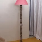 Pink Jute Conical Wooden Floor Lamp -29-(14×55.75inches)
