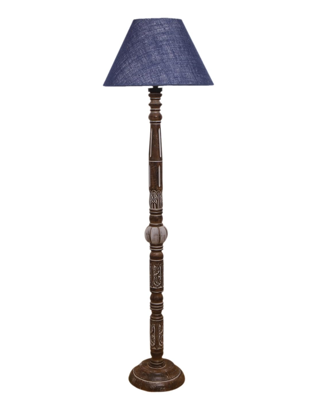 Blue Jute Wooden Floor Lamp -31-(14x55.75inches)