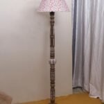 Printed Cotton Conical Wooden Floor Lamp -34(14×55.75inches)