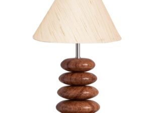 Upscale Table Lamp with Glass & Wooden Base | Elegant Night Light for Home & Room Decoration | Bedroom & Living Room Lighting | Multiple Designs - (offwhite)