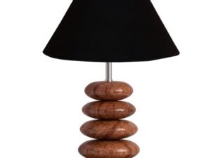 Upscale Table Lamp with Glass & Wooden Base | Elegant Night Light for Home & Room Decoration | Bedroom & Living Room Lighting | Multiple Designs - (Black)